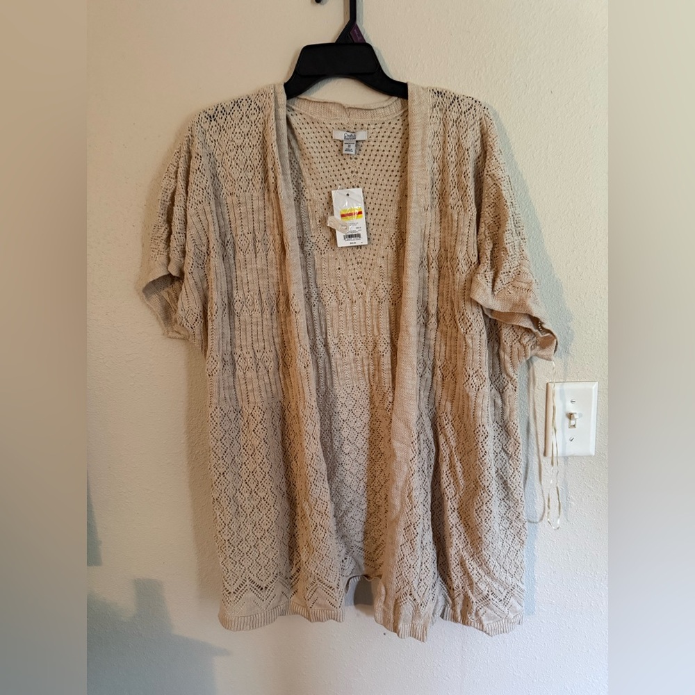 Croft & Barrow Beige Open-Front Knit Cardigan